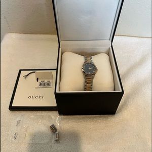 GUCCI Women’s G-Timeless Grey Dial Two-Tone Watch, 27 mm